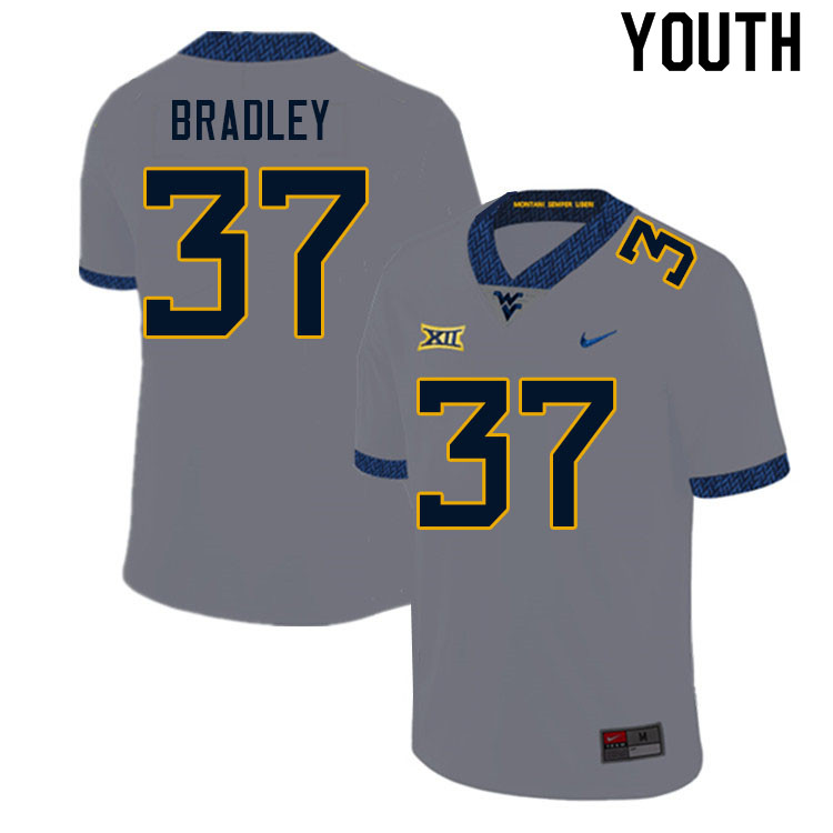 NCAA Youth L'Trell Bradley West Virginia Mountaineers Gray #37 Nike Stitched Football College Authentic Jersey SG23E13CN